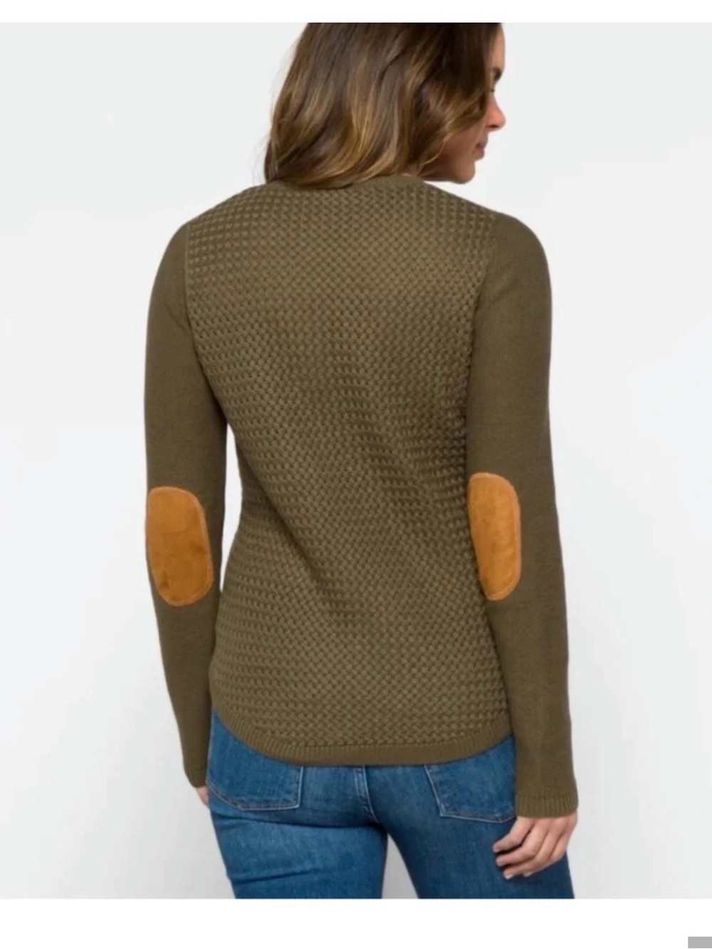 Stitch Fix LETY & ME Josey Elbow Patch Sweater Dark Green XL